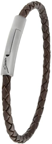 Simaru Bracelet en cuir de qualité supérieure fabriqué en Allemagne pour homme et femme - Bracelet unisexe en cuir véritable tressé avec fermeture à crochet en acier inoxydable - Doux pour la peau