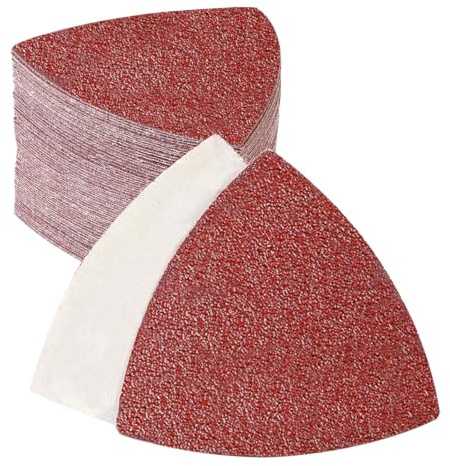 PMIQSA 70 Pièces Papier Ponceuse Triangulaire Grain 40 Papier Abrasif | 93x93x93mm Delta-Triangles de Ponçage Triangles Abrasifs Autoagrippants Pour Bois PlâTre MéTal Autres Surfaces De