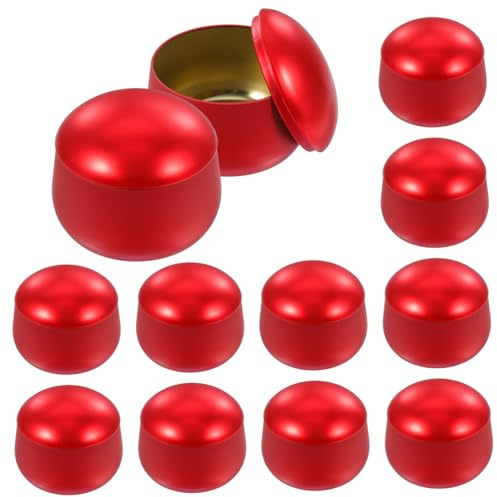 HORIALENCE Tarros De Metal Para Velas Vacíos 12 Piezas Rojo Tapa Hermética Para Diy Aromaterapia y Almacenamiento Portátil Uso Doméstico