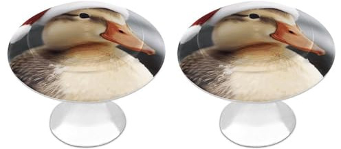 BSCKKDMN Anatra che indossa cappello di Babbo Natale Pomelli per armadio da cucina Manopole rotonde per cassetto cassettiera tira decorazione con viti Cassettiera Manopole per Casa Ufficio Cucina