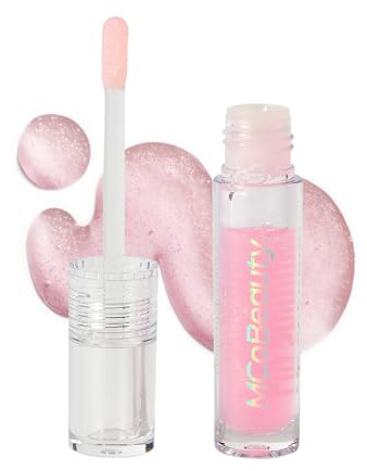 MCoBeauty Shimmer Lip Oil - Party, Sheer Pink | 4-in-1 Hydrating Lip Gloss Tint, Glossy Shine Lip Treatment for Dry Lips, Vegan & Cruelty Free