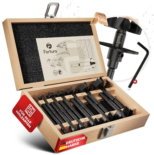 Fortura® Forstnerbohrer set Ø8-50mm + Tiefenstopp/Holzbohrer/Forstnerbohrer/Holzbohrer set/Lochbohrer/Bohrer Holz/Fräsbohrer Holz/Forsterbohrerset/Topfbohrer