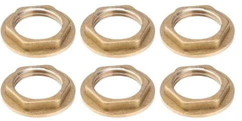Homeponnew Messing G1/2 Flansch Sechskantmutter Rückmuttern für Badezimmer-Wasserhahn, Sanitärarmaturen, 6 Stück, Gold
