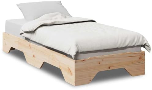 Genérico Estructura de Cama sin colchón apilable 90x190 cm Madera Maciza,Mobiliario,Camas y Accesorios,Camas y somieres,859208