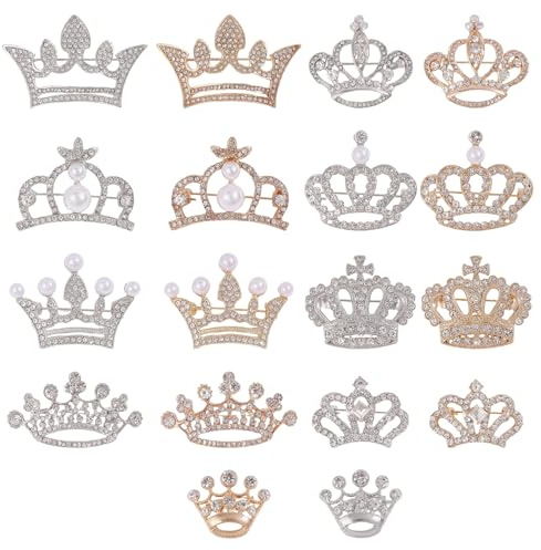 beinkmake 18 Stück Kleine Kronenbrosche Für Damen Kleine Kronenbroschen Mit Kristallperle Königliche Anstecknadeln In Gold Und Silberoptik Für Partys Hochzeit Und DIY Bastelarbeiten