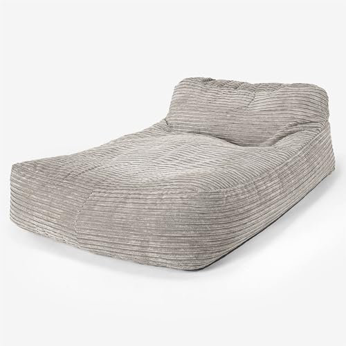 Lounge Pug Corduroy Bean Bag Lounger for Adults - Double Day Bed Chaise Lounge Style - Mink