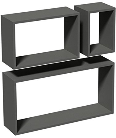 Velano Regal 3er Set - Wandregal - Schweberegal - Hängeregal - Bücherregal - Regal Wand - 3 Stück, 60/38/17 cm, Grau - 3er-Set Regale für Küche, Badezimmer, Wohnzimmer, Schlafzimmer - FRS