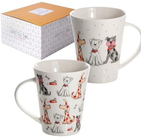 SPOTTED DOG GIFT COMPANY Tasse Hund 2er Set 360 ml Tassenset Porzellan –Niedliche Kaffeebecher & Kaffeetassen mit Hunde-Motiv | Geschenkidee für Hundebesitzer, Hundeliebhaber, Frauen & Männer