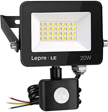 Lepro 20W LED Strahler mit Bewegungsmelder Außen, 2000LM Außenstrahler 5000K Kaltweiß Superhell Scheinwerfer, IP65 Wasserdicht Fluter, Ideale Aussenleuchte für Garten, Innenhöfe, Garage, Haus, Hotel