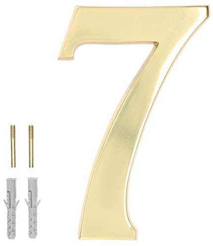 KOTARBAU® - Numero civico 3D 7 in ottone, 20 cm, per abitazioni, alberghi, appartamenti, 100% ottone