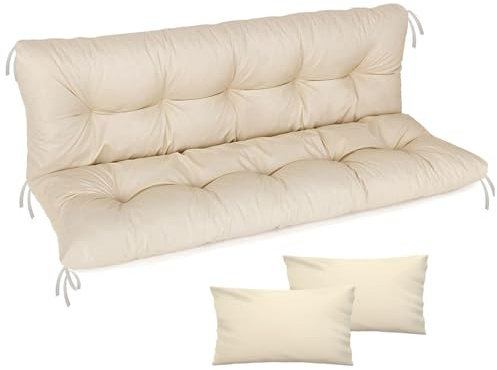Ferocity Cuscino per panca da giardino, impermeabile, 150x50x50 cm, per mobili da giardino, per pallet, per esterni e patio, con schienale, Beige [133]