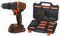 BLACK+DECKER 18 V Cordless 2-Gear Combi Hammer Drill Power Tool with Kitbox, 1.5 Ah Lithium-Ion, BCD700S1K-GB & Mixed Drilling and Screwdriving Set A7200-XJ
