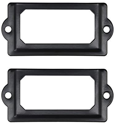 Adiyer 32 st svarta metalletiketthållare kontorsbibliotek fil låda skåp kort etikett hållare metallram 70 mm x 33 mm
