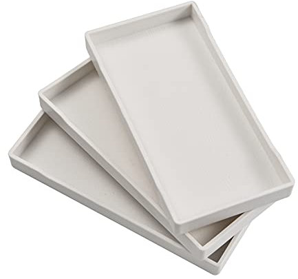 VCREATC 3 Packs White Mini Serving Trays (8 inch x 4 inch) for Serving Accessory, Spa, Coffee,Shot Glass, Drinks, Wine, Tea, Bar, Party, Towel, Seasoning, Perfume or Display Use.