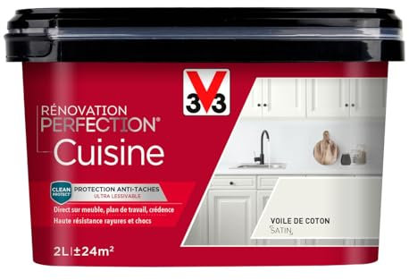 V33 Peinture de rénovation cuisine, Rénovation perfection Voile de coton satin 2L