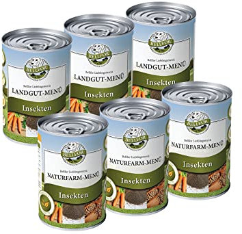 Bellfor Starter-Paket mit Landgut-Menü und Naturfarm-Menü Hypoallergenes Getreidefrei Nassfutter für Hunde mit Insekten und hoher Verdaulichkeit ohne tierische Nebenerzeugnisse 6 x 400 g