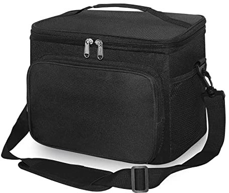 10L Waterproof Insulated Picnic Lunch Bag with Adjustable Shoulder Strap，Large Leakproof Soft Cool Tote Bags for Men/Women/Adult,Thermal Reusable Lunch Box for Work/Camping/Outdoor/BBQ/Party(Black)