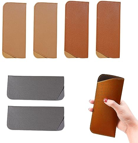 ZEACCT 6 Stück Brillen Aufbewahrung Pouch, Tragbare Brillentasche, PU Leder Gläser Tasche, Sonnenbrillen Beutel, Weiches Brillenetui, Filz Brillenetui, Weich Brillen Schutzhülle, für Damen Herren