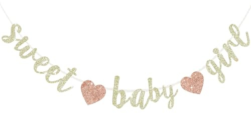 BEISHIDA Champagne Glitter Girl Baby Banner,NO DIY, Pre-Strung Baby Gender Party Banner For Girls, Girls Shower Decorations,First Birthday Sweet party supplies