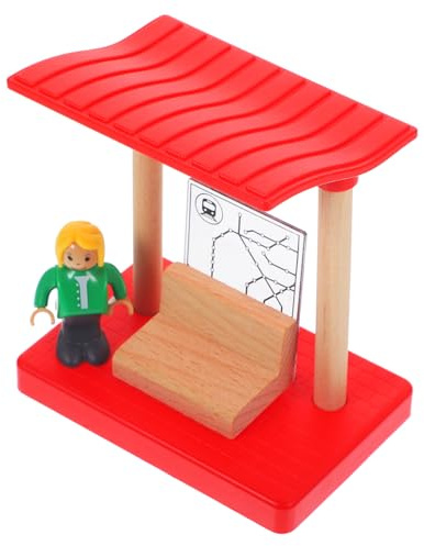 Toyvian Holzeisenbahn Zubehör Mini Bahnsteig Modell Mit Holz Bahnhof Plattform Für Kinder Feinmotorik Spielzeug DIY Modelleisenbahn Simulation 12X10.5X7Cm