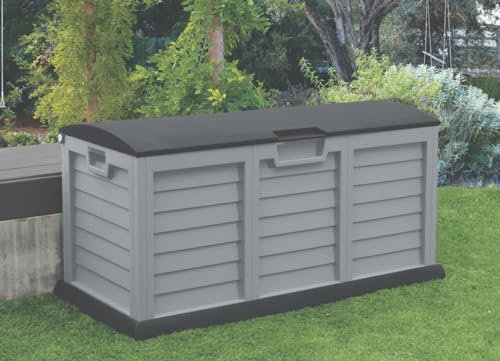 Garden Store Direct Starplast Waterproof Plastic Garden Storage/Cushion Box 440 Litres XL Size Assembled In Minutes, 2 Styles Available (Grey)
