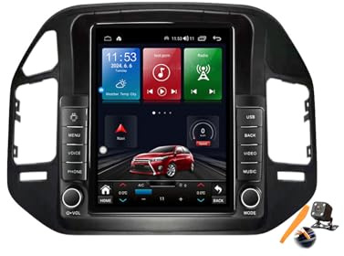 YLOXFW Negro,TS300, Android 14.0 Coche Radio 2 DIN Estéreo para Pajero V60 V68 V73 1999-2011 GPS Sat Navi 9.7'' Cartablet Multimedia Vídeo Reproductor BT FM Receptor con Carplay 4G 5G WiFi DSP SWC