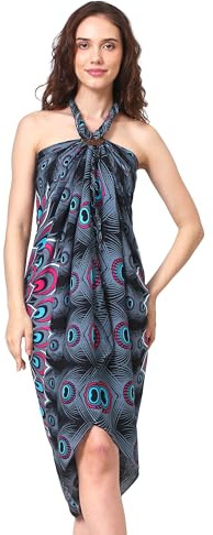 Sarong Pareo Femme Mandala Franges Viscose Serviette Jupe de Plage Enveloppe Bikini Cover Up pour Maillot de Bain - Oeil de Paon Rouge