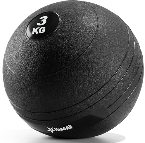 Yes4All DSRD Slambollar 3 kg, svart, medicinboll sandfylld ingen studs-träningsboll, lämplig för träning och styrketräning