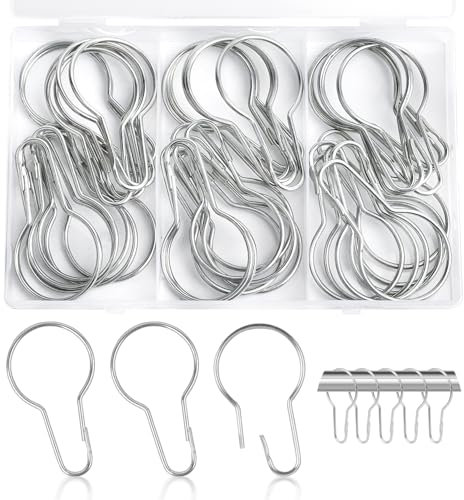 DesertBoy 40 Pezzi Anelli per Tende da Doccia, Anelli Tenda Doccia, Anelli per Tende in Metallo, Anelli per Tenda, Ganci Tenda Doccia per Tenda da Doccia, Bagno, Aste per Tende (Argento)