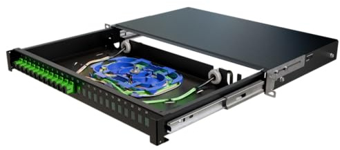 STALFLEX Rack Montage Glasfaser Anschlussdose Verteilerkasten STANDARD 19 Zoll 1U 24x Simplex LC/PC - Einfache Organisation von Glasfaserkabeln - Aus Stahl - Ideal für den Netzwerkschrank