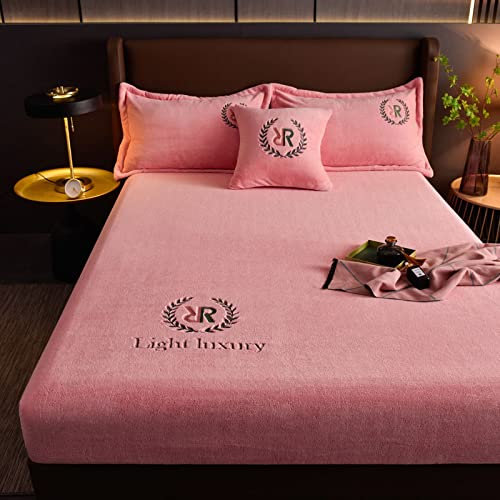 JIANINGHOME Winter Thermo Fleece Spannbettlaken 120x200,Fleece Spannbettlaken Winter Samt Warm Kuschel Boxspringbett Frottee Bettlaken Biber Spannbetttuch