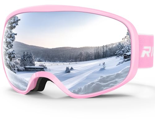 RIOROO Lunettes de ski OTG pour enfants, garçons et filles de 3 à 14 ans, protection à 100 % contre les rayons UV