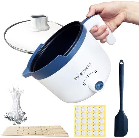 Wax Melter for Candle Making with Pour Spout, Electric Wax Melting Pot Kit Included Wicks, Wick Stickers, Centering Device, Stirring Spoon