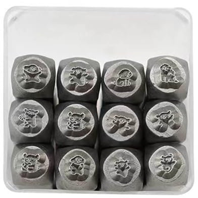 Psdndeww 12-teiliges Metall Buchstabenstanzer Set 1/8 Zoll Stahl Süßer Hund Stempelset Stempelwerkzeug Zum Bedrucken Von Metall Und Lederhandwerk