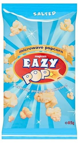 Easypop Salted Microwave Popcorn 85g (4 Pack) | Delicious Fluffy & Popcorn | Perfect for Movie Nights & Snacking | Salted Flavor for a Classic Taste | Pops in Minutes in the Microwave