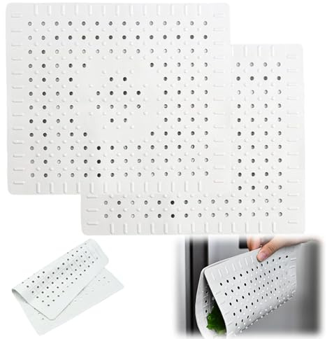 ARCPNRT Tappetino Scolapiatti in Silicone, 2 Pezzi 31 x 26 cm Inserto Rettangolare per Lavello, Tampone di Drenaggio Rettangolare del Lavello, Tappetino per Lavello, per Cucina e Bagno (Grigio)