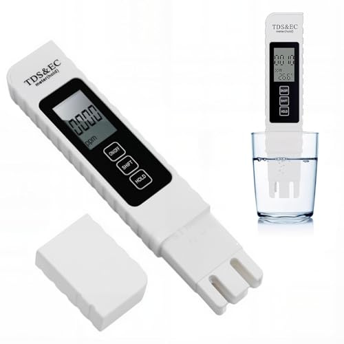 TDS EC Tester Meter, Digital Water Testers, 4-in-1 Professional Quality Test Meters with LCD Digital TDS & EC Temperature Meter 0-9990 ppm Measuring Range for Drinking Water, Aquariums, Pools
