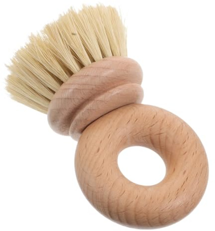 NIYANGLE Wooden Dish Scrubber Brush with Handle Natural Beech Kitchen Cleaning Brush for Pots Pans and Sink Efficient Sisal Bristles for Stubborn Stains and Grime Removal