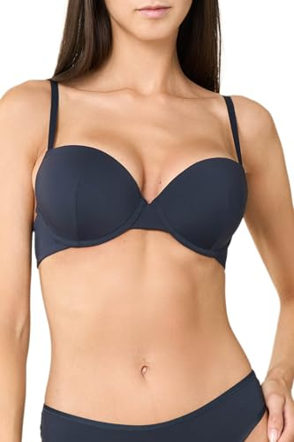 Goldenpoint Donna Intimo - Parte Alta del Completo Intimo - Push Up con Ferretto Circe Micro Ultrasoft con Spalline Regolabili Taglia 5 Colore Blu