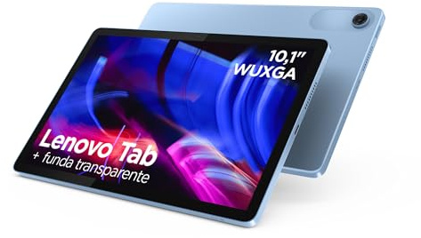 Lenovo Tab – Tablet 10.1 WUXGA (MediaTek Helio G85, 4 GB RAM, 128 GB, 60 Hz, 2 Altavoces, Wi-Fi 5, Bluetooth 5.3, Android 14) Color Azul Polar – Incluye Case Transparente con Soporte Incorporado