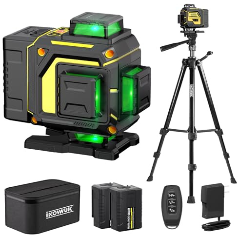 Laser Level with Tripod 50'',4x360° Self Leveling Lazer Level Tool,4D 16 Lines Green Rechargeable Laser Levels with 4800mah Battery, Remote Controller,Pluse Mode for Outdoor,Home Deco,Carry Bag