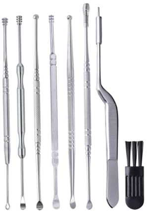 LOORGVEL Ohrlöffel Komfortables Ohrreinigungsset aus Edelstahl Satz mit 7 Verschiedenen Formen zur Sicheren und Effektiven Ohrausschabung für Erwachsene