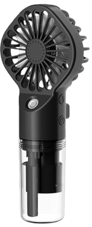 Berelin Handheld Fan, Portable Mini Hand Held Fan with Water Mist Spray, USB Rechargeable Cooling Desk Fan with 4 Speeds, Summer Gift for School Camping Makeup Travel (Black)