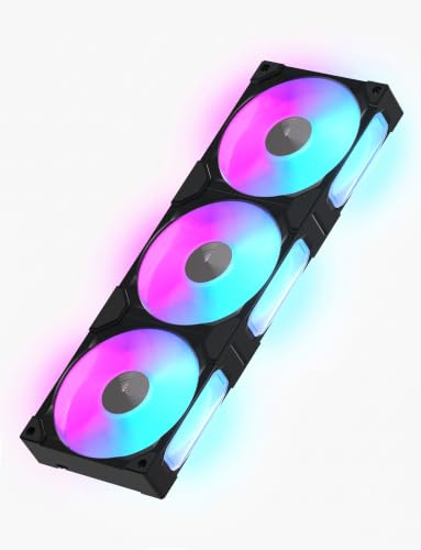 EZDIY-FAB MONOFLOW 360mm ARGB PWM Gehäuselüfter,Einrahmen,28mm Dick,Schwarz | Einrahmen-Design,Weniger Kabelgewirr, 28mm Dicker Rahmen,Hoher Statischer Druck,Sanfte ARGB-Beleuchtung,Saubere PC-Builds