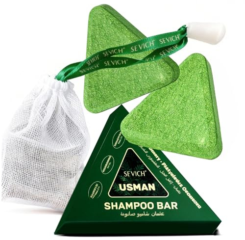 SEVICH Usman Shampoo Bar 2-Pack with Foaming Nets,Nature Triangle Shampoo Bar,3-in-1 Solid Shampoo Bar for Hair Care,Natural Plant Oil Concentrate for All Hair Types,Travel Size 120g Each