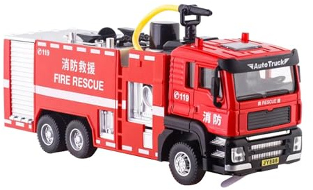 Feuerwehrauto Modell Im Maßstab 1:32 mit Wassersprühfunktion, Tragbar, Tischdekoration, Reibungsantrieb, Rückziehmotor, für Erwachsene Und Jugendliche