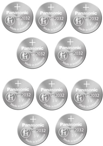 Panasonic CR2032 Lithium Jnufi 3 Volt Battery, 5 Count (Pack of 2)