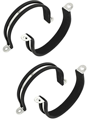 Sourcingmap 60mm Dia Rubber Lined U Shaped 304 Stainless Steel Pipe Clip Hose Clamp 4pcs