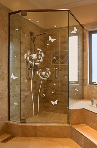 rs-interhandel Glastür Aufkleber Blume Glastürfolie Glasdekor Dekorfolie Folie Glastür Tür 2er Set Pusteblume PB120-160