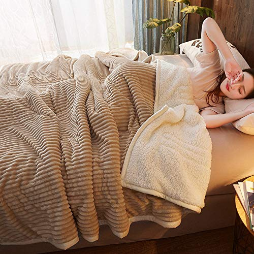 Manta para Sofá Y Cama De Cachemir De Cordero Reversible Cachemira/Terciopelo Súper Suave Sábanas Edredón 3 Capas Acolchada De Felpa Colcha Multifuncional Cubrecamas,Brown1-Queen(200x230cm)